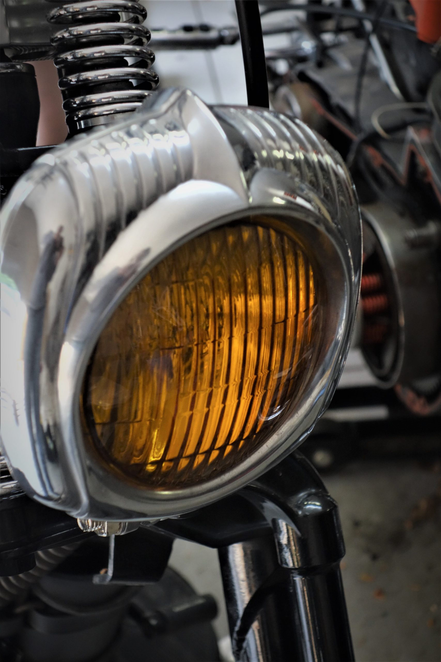 Vintage Yellow lens Motorcycle Headlight