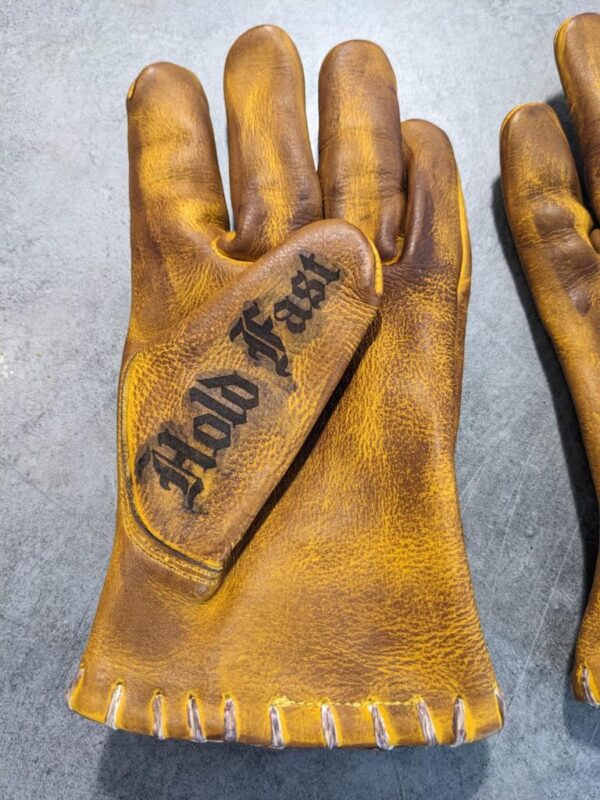 Gants moto-cuir-vintage-old school-holdfast-couleur jaune-France