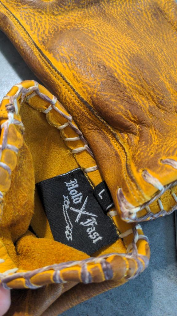 Gants moto-véritable-cuir-vintage-old school-holdfast-jaunes-France
