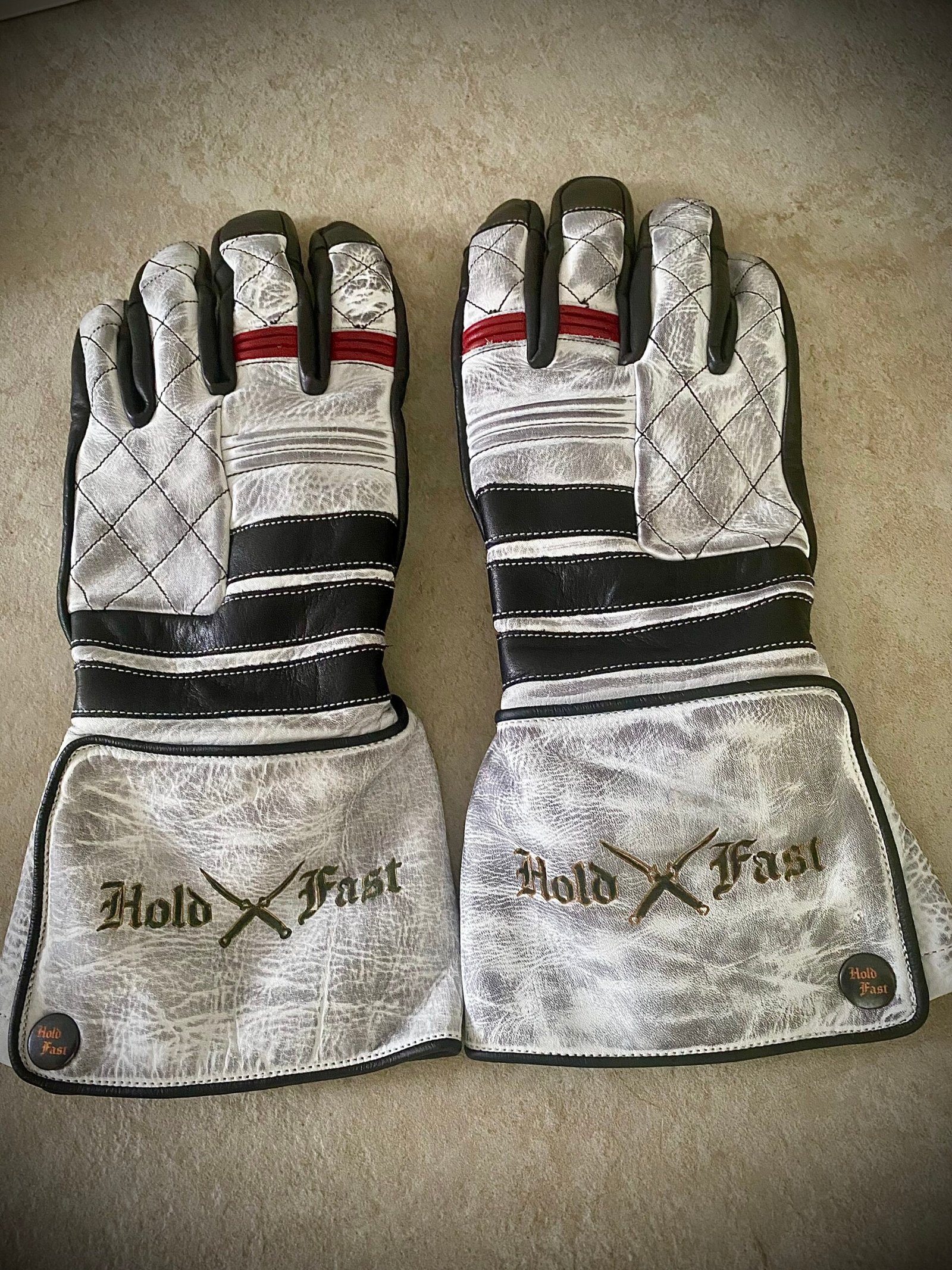 gants cuir blancs Shiro Oni Hold Fast