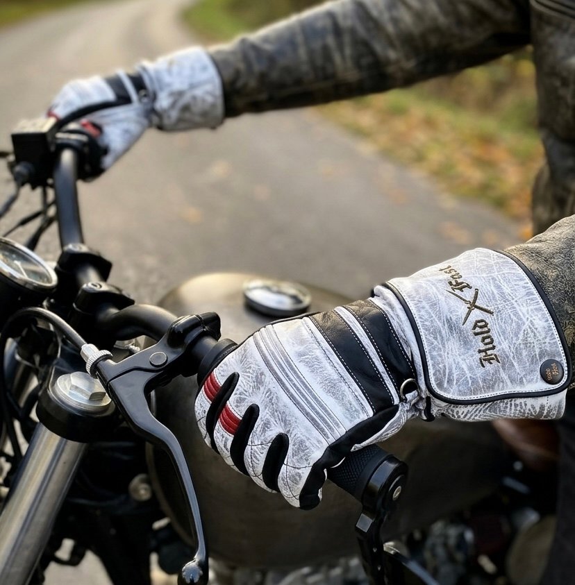 gants cuir blancs Shiro Oni Hold Fast