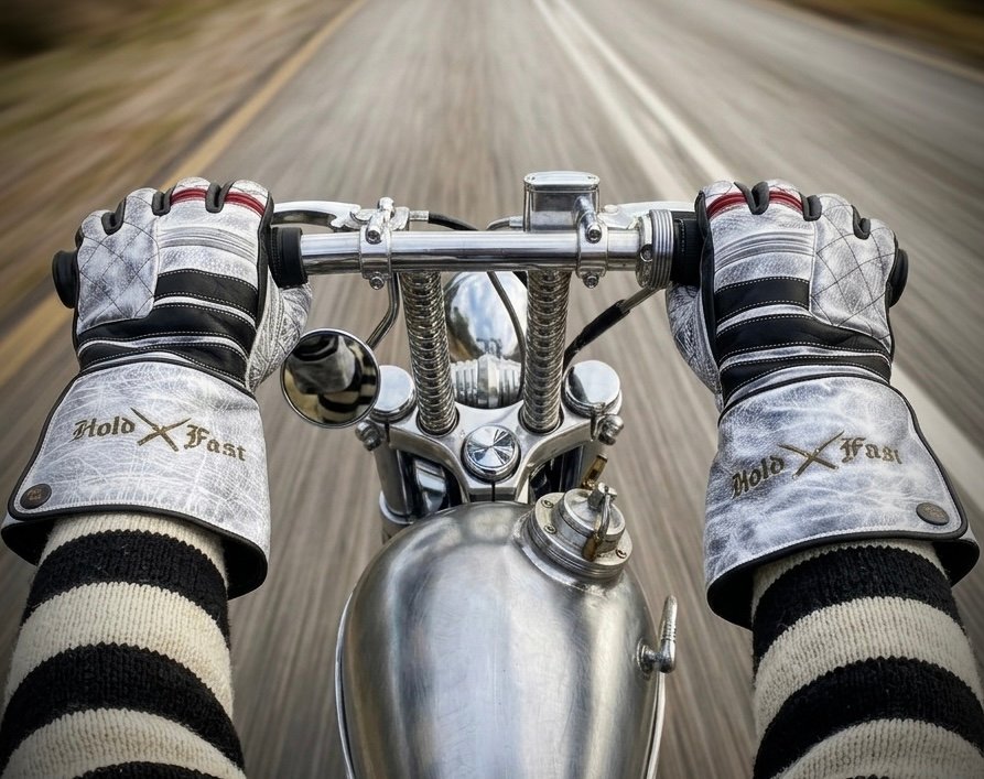 gants cuir blancs Shiro Oni Hold Fast