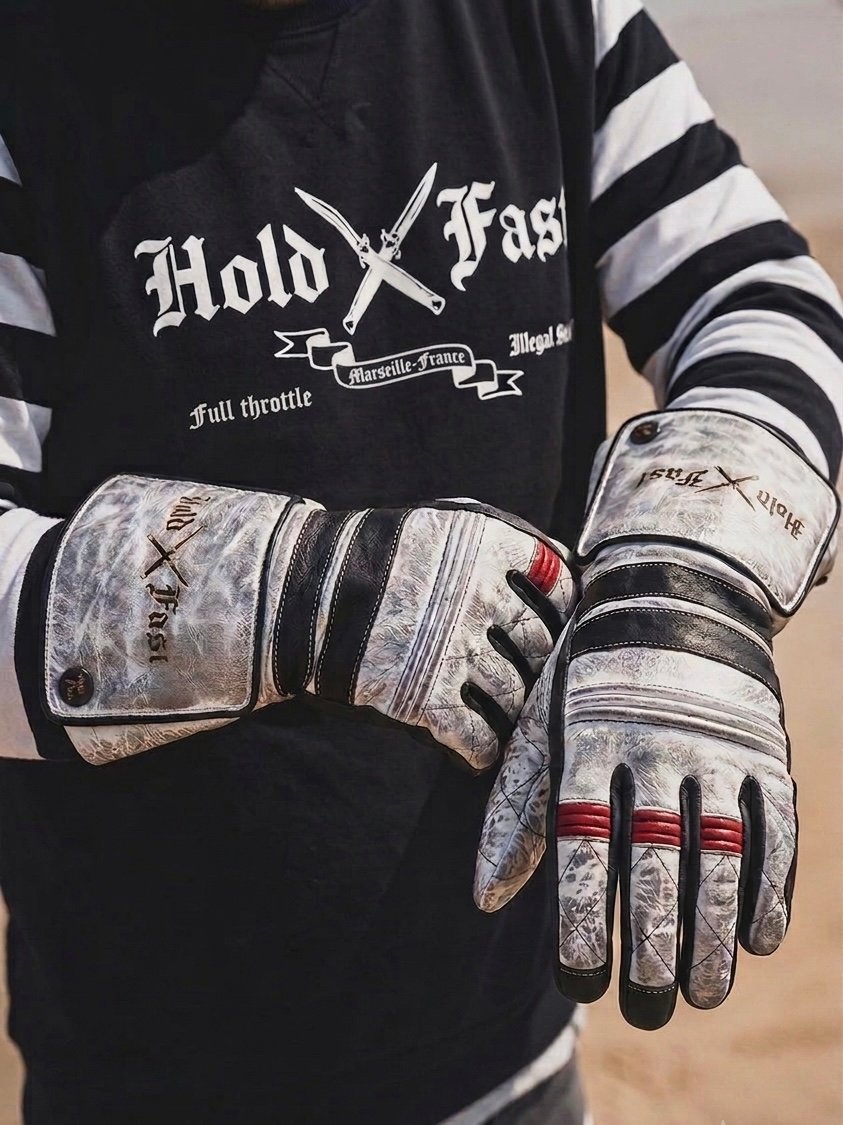 gants cuir blancs Shiro Oni Hold Fast